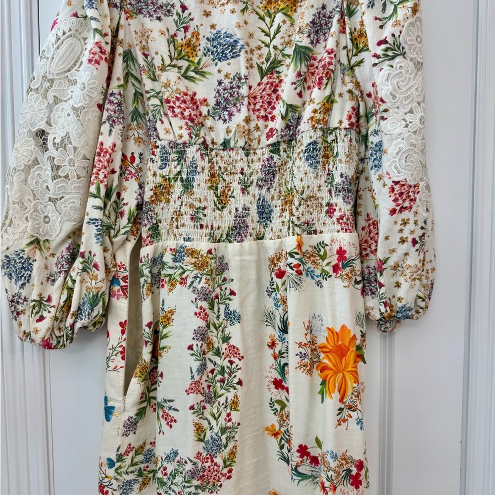 FARM Rio Cream Floral Mini Dress with Multicolor Print - Picture 7 of 7